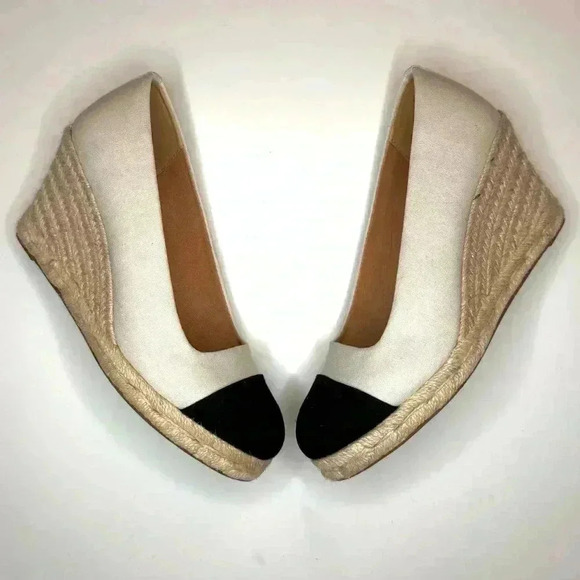 J Crew Women’s Cap-toe canvas espadrille wedges Size- 7 - Picture 10 of 12
